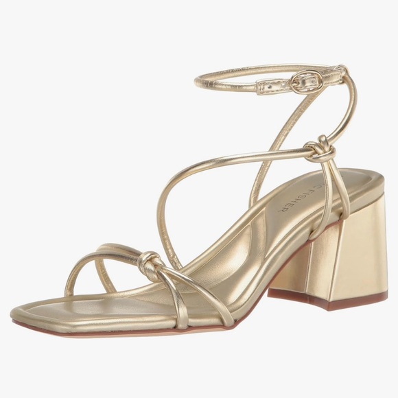 Gold Marc fisher strappy heels - Picture 1 of 6